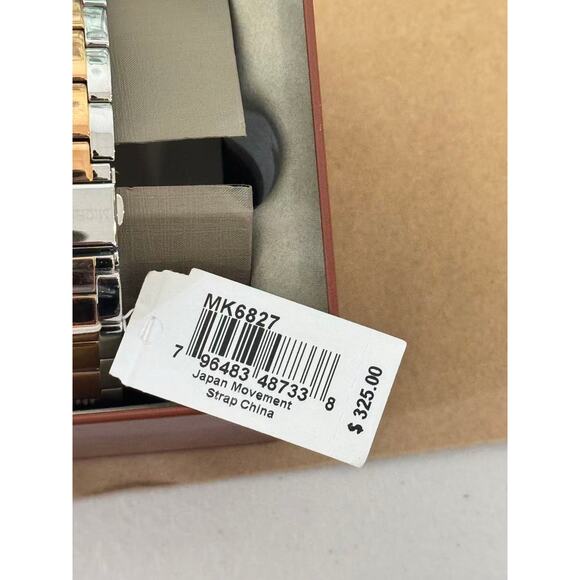 Michael Kors MK6827 Tibby White Chronograph Glitz Dial Two Tone Rose - Picture 3 of 5